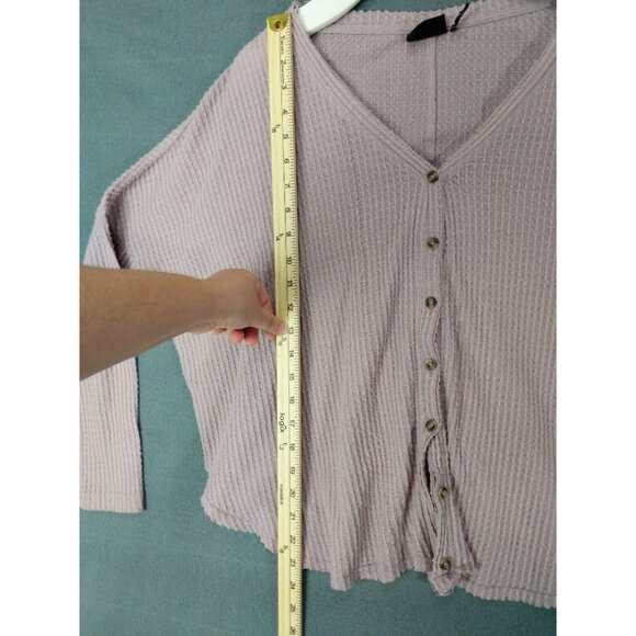 OUT FROM UNDER URBAN O Womens JoJo Waffle Knit Top SZ S Mauve Slouchy Oversize - Picture 6 of 10